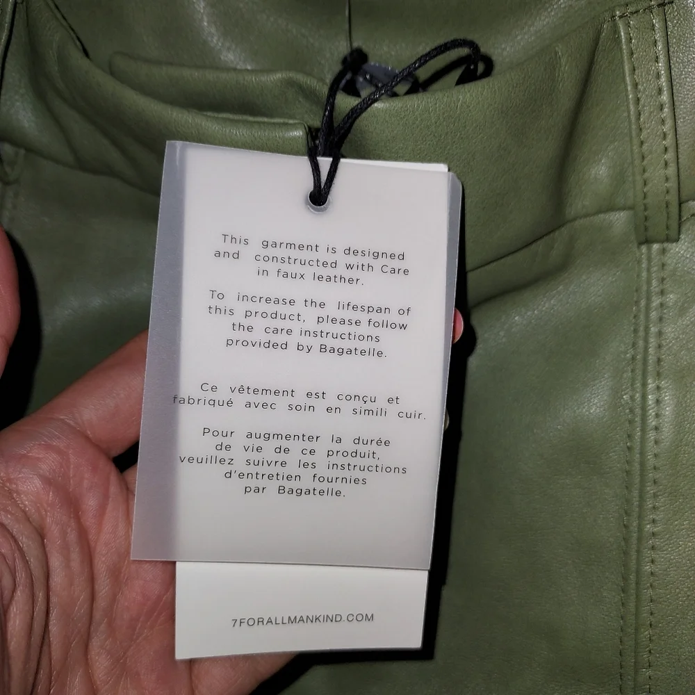 NWT green leather straight leg pants - Picture 4 of 6